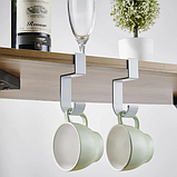 Підвісний гачок тримач — органайзер 10х 4.8 см для сумки, рюкзака, навушників металевий на стіл білий, фото 4