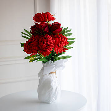 Букет композиція з штучних хризантем і троянд червоний | В-60 см |9 гілок| виробник-Польща