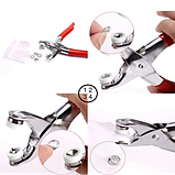 Набір плоскогубці щипці та металеві кнопки 50 штук 9.5 мм для встановлення на одяг, тканину, фото 2