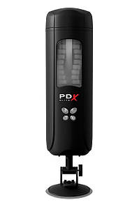 Мастурбатор вагіна в колбі автоматичний Pipedream PDX на присоску, з голосом, чорний, 24.5 см