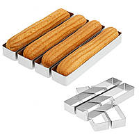 Металеві прямокутні формочки порційні для еклерів тістечок та тарталеток 16х4х2.5 см (набір з 4 шт.)