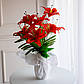 Букет композиція з штучних лілій  з гілочками  , червоний, 3D | В-65 см |9 гілок| виробник-Польща, фото 5