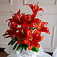 Букет композиція з штучних лілій  з гілочками  , червоний, 3D | В-65 см |9 гілок| виробник-Польща, фото 2
