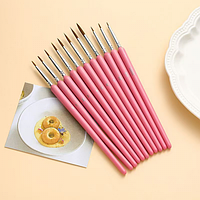 Професійний Набір Пензлик для малювання 11 шт. аквареллю, акрилом, гуашшю, олією, пастеллю рожевий