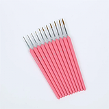 Професійний Набір Пензлик для малювання 11 шт. аквареллю, акрилом, гуашшю, олією, пастеллю рожевий, фото 4