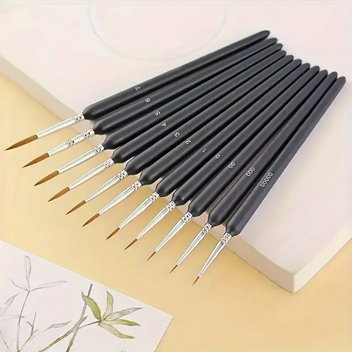 Професійний Набір Пензлик для малювання 11 шт. аквареллю, акрилом, гуашшю, олією, пастеллю сірий, фото 1