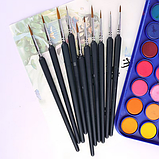 Професійний Набір Пензлик для малювання 11 шт. аквареллю, акрилом, гуашшю, олією, пастеллю сірий, фото 2