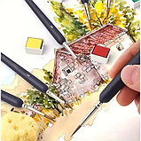 Професійний Набір Пензлик для малювання 11 шт. аквареллю, акрилом, гуашшю, олією, пастеллю сірий, фото 4