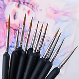 Професійний Набір Пензлик для малювання 11 шт. аквареллю, акрилом, гуашшю, олією, пастеллю сірий, фото 8