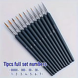 Професійний Набір Пензлик для малювання 11 шт. аквареллю, акрилом, гуашшю, олією, пастеллю сірий, фото 10