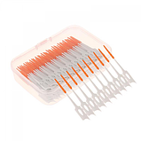 Набір зубочисток силіконових 200 штук зубні йоржики інструмент для гігієни порожнини рота у футлярі жовтогарячий, фото 5