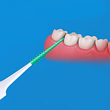 Набір зубочисток силіконових 200 штук зубні йоржики інструмент для гігієни порожнини рота у футлярі зелений, фото 8