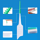 Набір зубочисток силіконових 200 штук зубні йоржики інструмент для гігієни порожнини рота у футлярі зелений, фото 9
