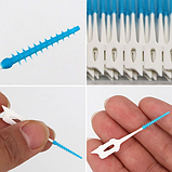 Набір зубочисток силіконових 200 штук зубні йоржики інструмент для гігієни порожнини рота у футлярі синій, фото 2