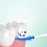 Набір зубочисток силіконових 200 штук зубні йоржики інструмент для гігієни порожнини рота у футлярі синій, фото 6