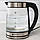 Електричний чайник з підсвіткою 2,2л, 1800Вт, Hoffmans HM-2515 Скляний електрочайник дисковий, фото 4