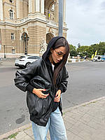 Подовжений бомбер оверсайз з замшевим утепленням Модель: 824-1661 Колір Чорний