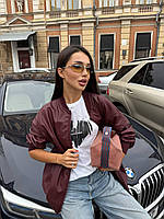 Подовжений бомбер оверсайз з замшевим утепленням Модель: 824-1661 Колір Бордовий