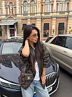 Подовжений бомбер оверсайз з замшевим утепленням Модель: 824-1661 Колір Шоколад