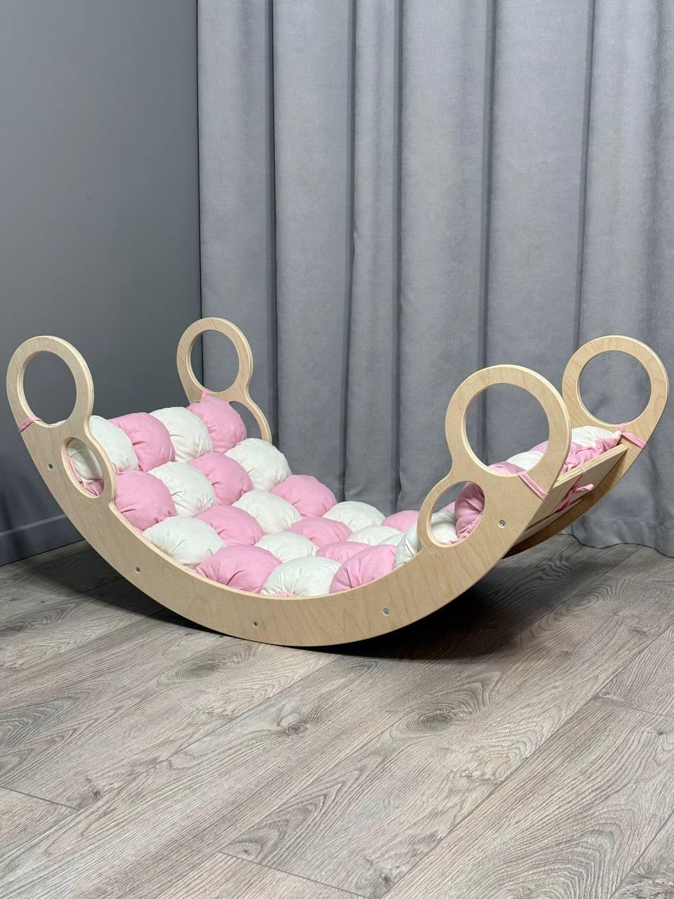 Дитяче ліжечко качалка з матрасиком 2 БОНБОН, дитяча качалка, качалка для дітей, балансир, дитяча гойдалка балансир, качалка, фото 1