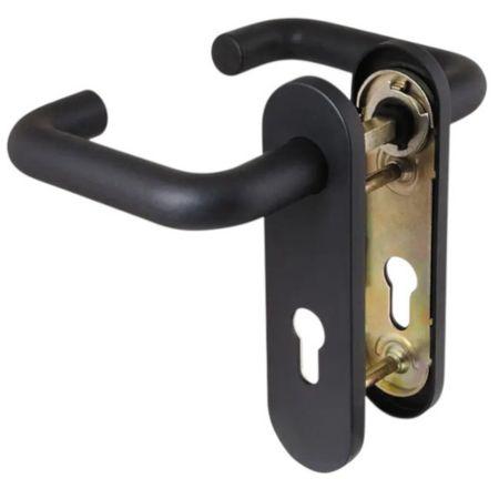 Ручки дверні на планці для протипожних дверей 1919 чорна, фото 1