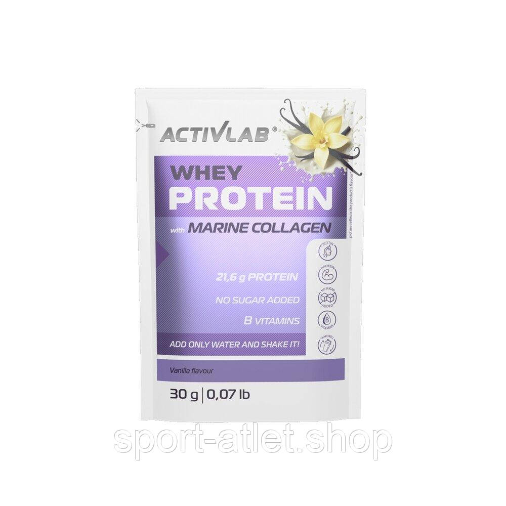 Протеїн ActivLab Whey Protein with Marine Collagen, 30 грам - Ваніль, фото 1