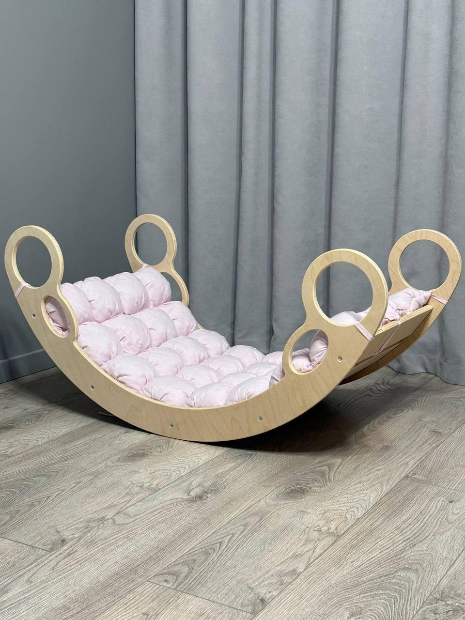 Дитяче ліжечко качалка з матрасиком 8 БОНБОН, дитяча качалка, качалка для дітей, балансир, дитяча гойдалка балансир, качалка, фото 1