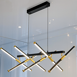 Підвісна люстра з планками Artlight 85W до 18 м² колір Чорний L435/6BK+GD