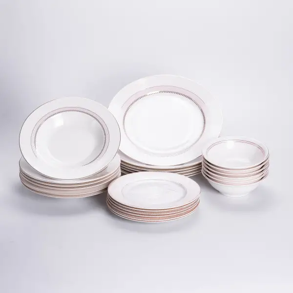 Столовий сервіз Lora на 6 персон, посуд з порцеляни 24 предметів набір тарілок, фото 1