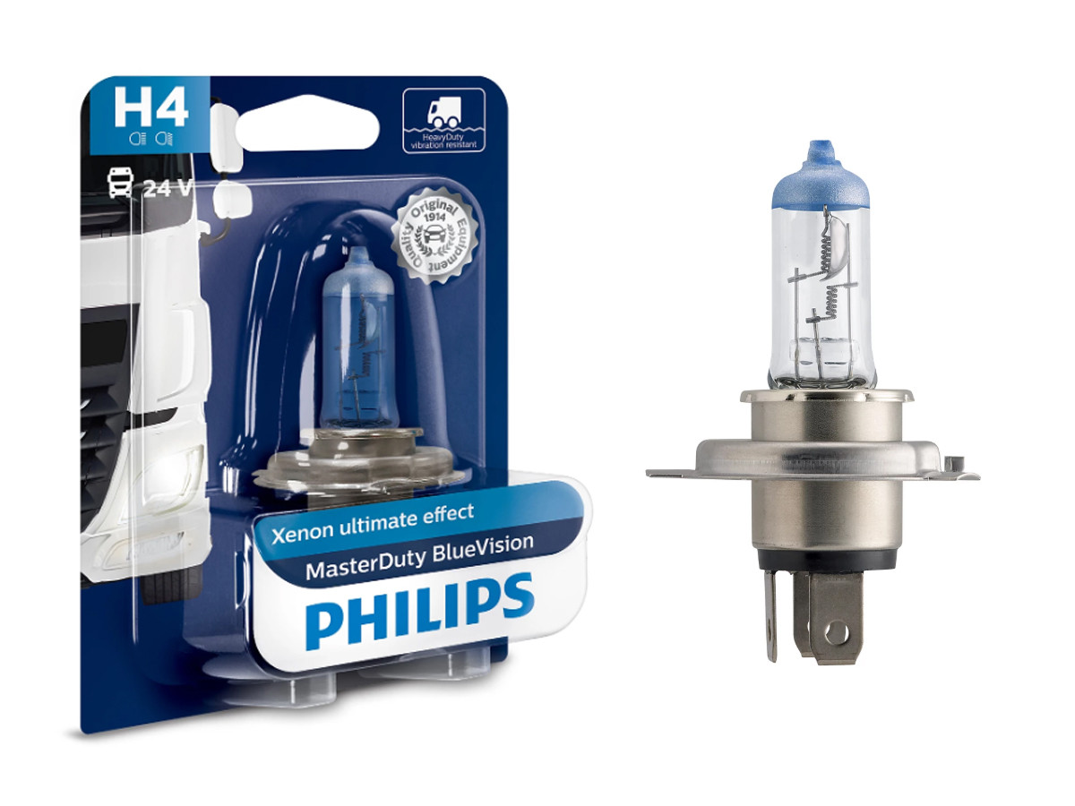 Галогенова лампа PHILIPS 13342MDBVB1 H4 75/70W 24V P43t MasterDuty BlueVision, фото 1