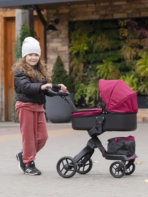Коляска для ляльки Carrello Gloria 9631A Deep Red металевий корпус, регульована ручка, сумка, фото 1