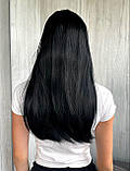 Перука з чубчиком довга пряма термо чорна (LCI2126), фото 8