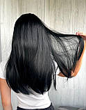 Перука з чубчиком довга пряма термо чорна (LCI2126), фото 9