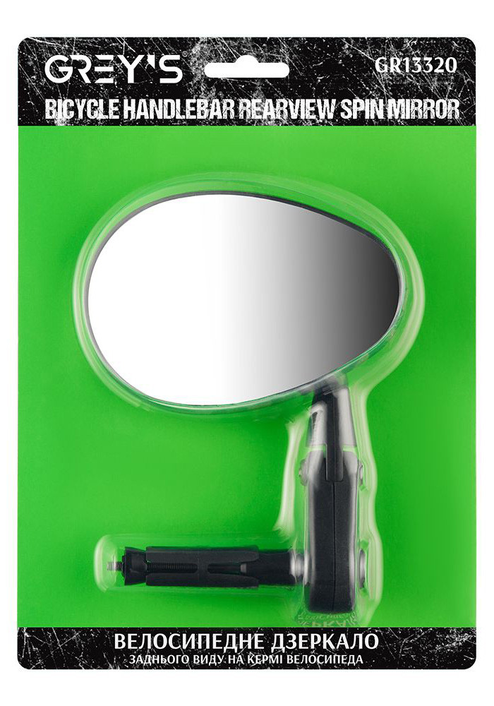 Дзеркало велосипедне в кермо Grey's GR13320 з регулюванням, овальне, фото 1