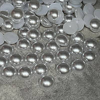 Камінці-половинки (напівнамистини) 10 мм, колір- білий, арт (019080), уп~25 грам (~98-102 шт), Білий