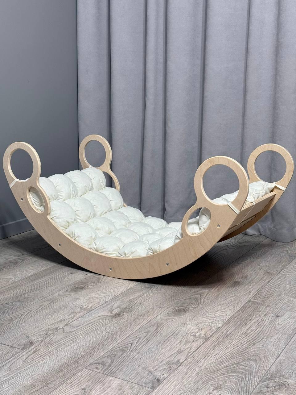 Дитяче ліжечко качалка з матрасиком 16 БОНБОН, дитяча качалка, качалка для дітей, балансир, дитяча гойдалка балансир, качалка, фото 1