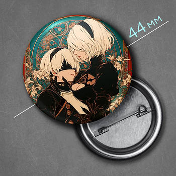 "Йорха 2B (Ніер: Автомата Вер.1.1a / NieR: Automata Ver 1.1a)" значок круглий на булавці Ø44 мм