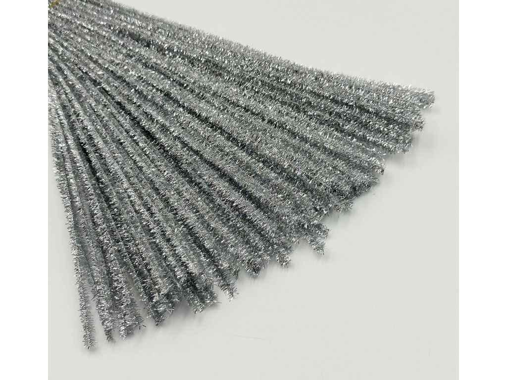 Дріт синельний 30см 5мм Люрексовий 95-100шт/уп Срібний (.к.ЛЮРеКС-Срібло) ТМ КИТАЙ, фото 1