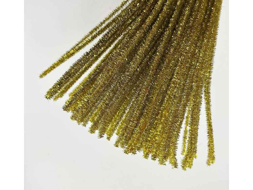 Дріт синельний 30см 5мм Люрексовий 95-100шт/уп Золотий (.к.ЛЮРеКС-Золото) ТМ КИТАЙ, фото 1