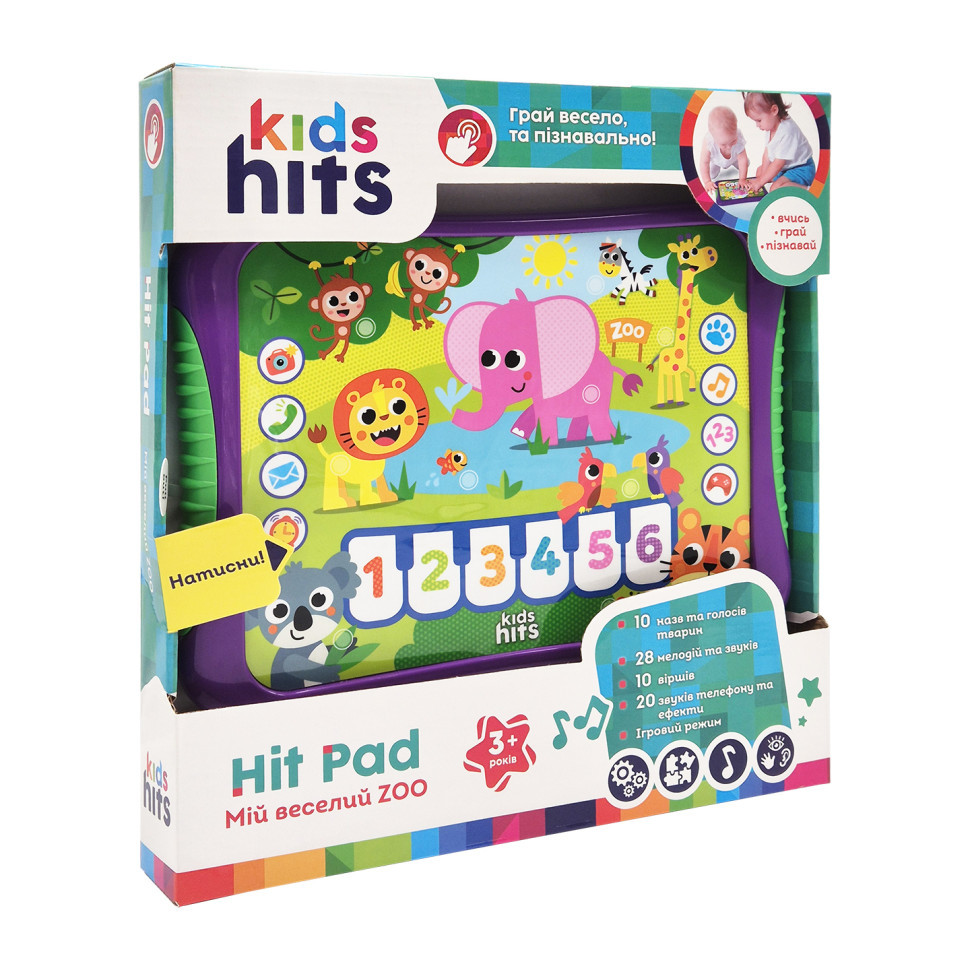 Інтерактивний Планшет "Мій веселий Zoo" Kids Hits KH01/005 назви тварин, звуки, вірші, мелодії, Toyman, фото 1