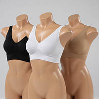 Бюстгальтер бесшовный женский комплект 3 шт разноцветный размер L