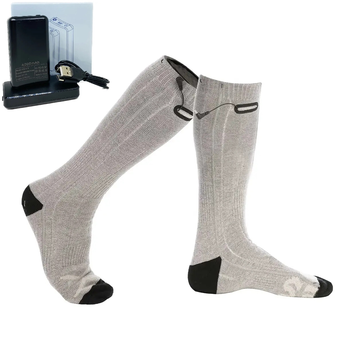 Шкарпетки з підігрівом ZBHSWZ01 з блоком 4000mAh 38-44р. (Сірий), фото 1
