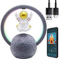 Настільний RGB нічник з Bluetooth колонкою "Астронавт", від USB, Y-598 / Акумуляторний світильник / LED нічник
