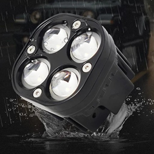 Лід фара на мотоцикл на 4 світлодіоди потужністю 10 Вт кожен з жовтим і білим кольором, фото 1