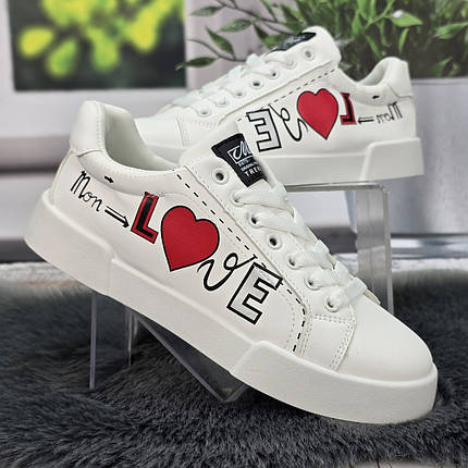 Кросівки-кеди жіночі Aosili білі з принтом 8035, фото 1