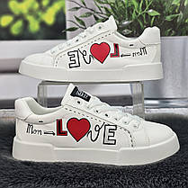 Кросівки-кеди жіночі Aosili білі з принтом 8035, фото 3