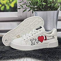 Кросівки-кеди жіночі Aosili білі з принтом 8035, фото 5