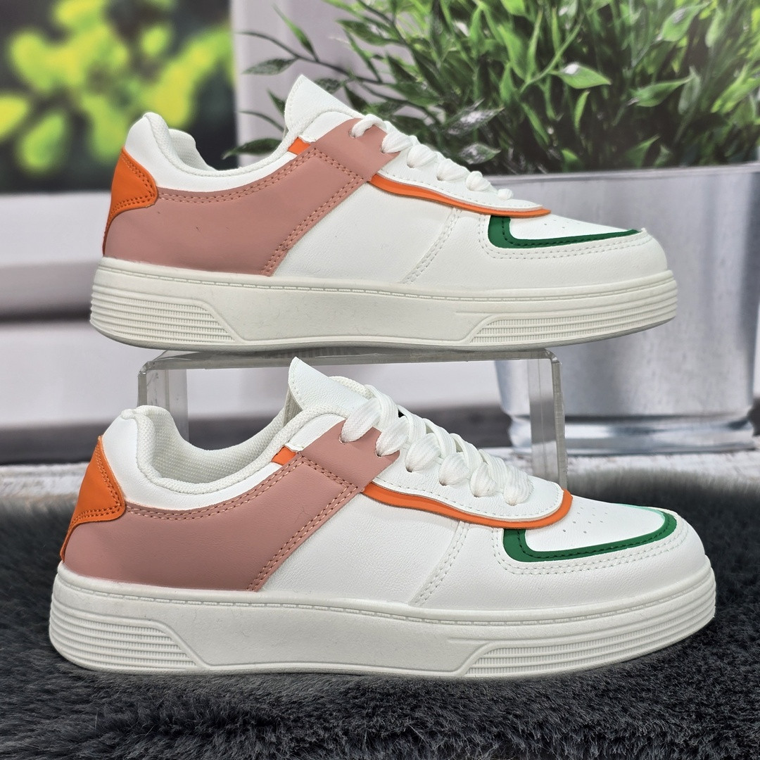 Кросівки жіночі Swin білі із пудровим еко-шкіра 8149