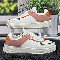 Кросівки жіночі Swin білі із пудровим еко-шкіра 8149, фото 2