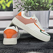 Кросівки жіночі Swin білі із пудровим еко-шкіра 8149, фото 5